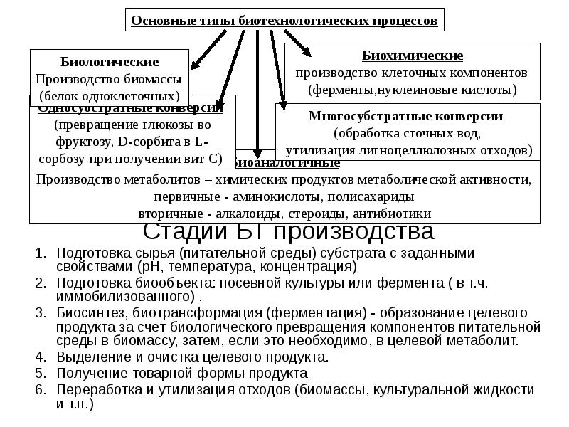 Принципиальная схема биотехнологического производства