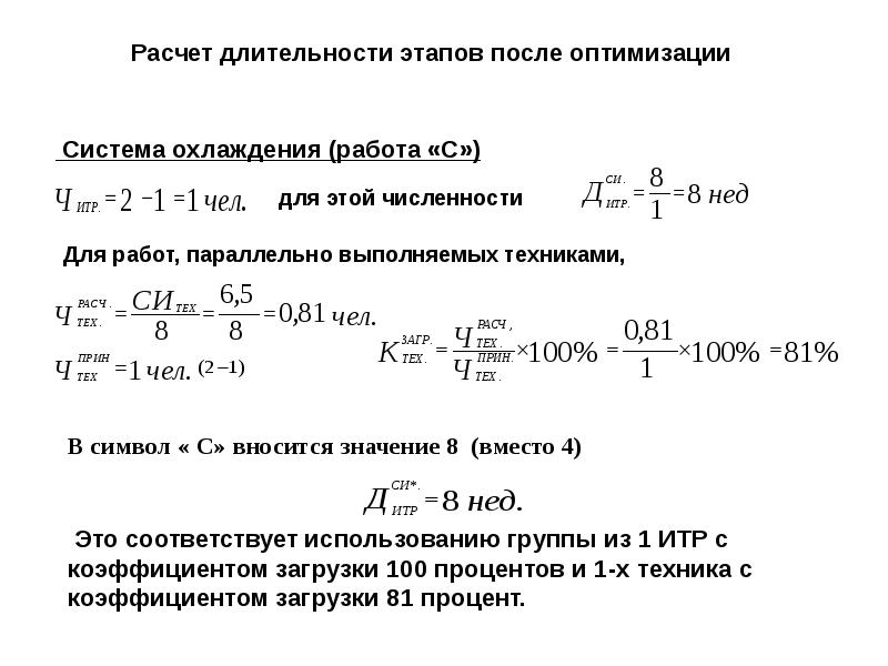 Расчет продолжительности