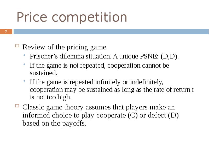 Competitive prices. Price Competition. Dilemma situation. Evolution game cooperation.