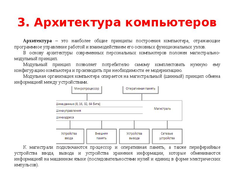 Архитектура персонального компьютера проект