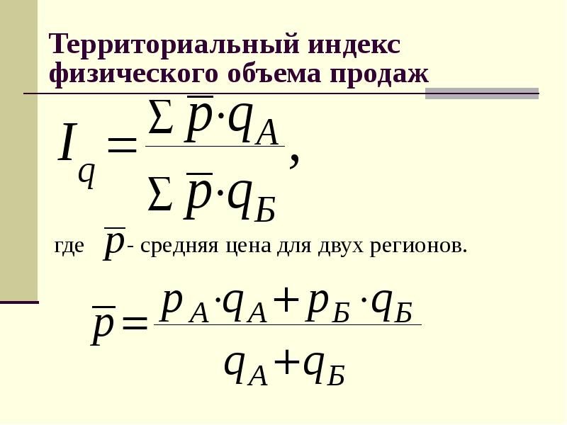 Территориальный индекс физического объема продаж