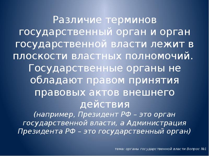 Различие терминов государственный орган и орган государственной власти лежит в плоскости Различие терминов государственный орган и орган государственной власти лежит в плоскости