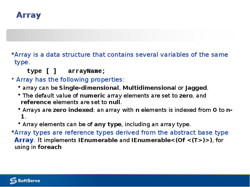 Array
Array is a data structure that contains several variables of Array
Array is a data structure that contains several variables of