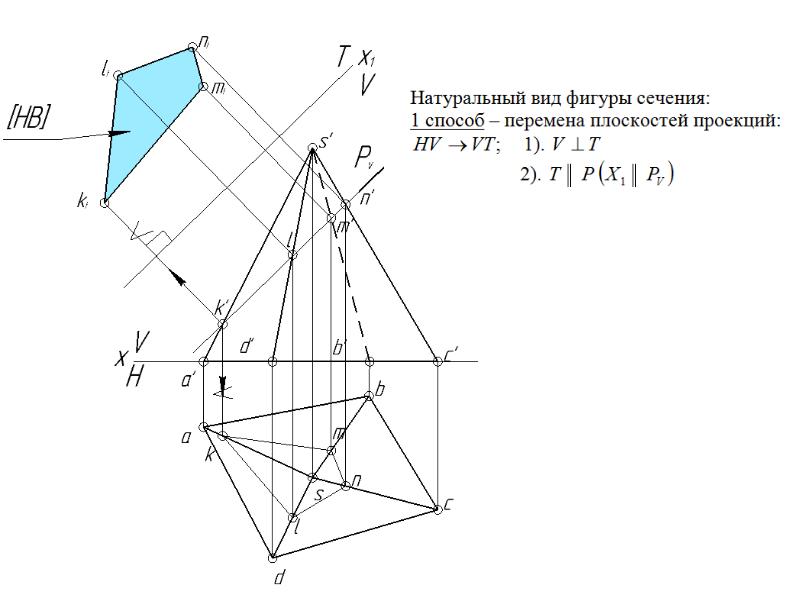 Сечение фигуры плоскостью является. Натуральный вид фигуры сечения. Натуральный вид сечения. Способ перемены плоскостей построить натуральный вид фигуры сечения. Способ перемены плоскостей онлайн.