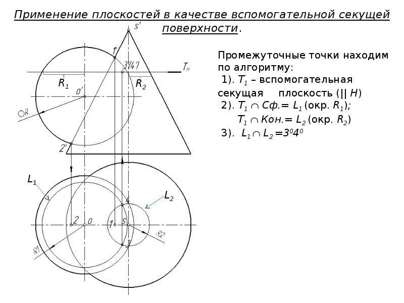 Линии и поверхности. Вспомогательные секущие плоскости применяют. Простые секущие плоскости. АА плоскость СД секущая.