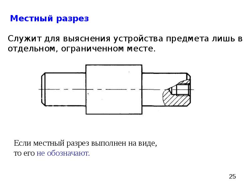 Как выглядит местный разрез на чертеже