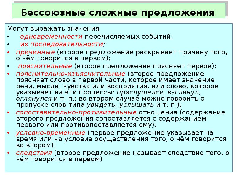 Примеры бессоюзных предложений. БСП со значением последовательности. Предложения одновременности. Значение одновременности в БСП. Бессоюзные предложения перечисление последовательности событий.