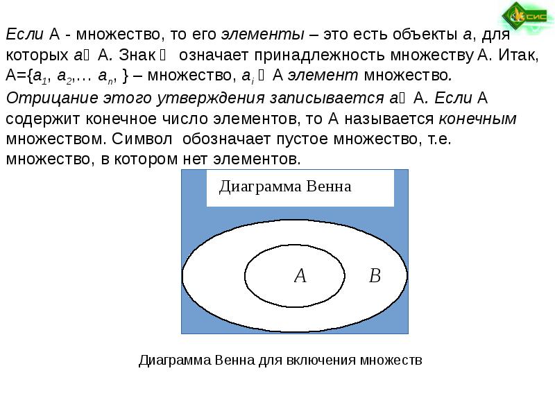 Включение множеств. Операция включения множеств. Операции над множествами включение. Не включено в множество. Множество в включается во множество а.