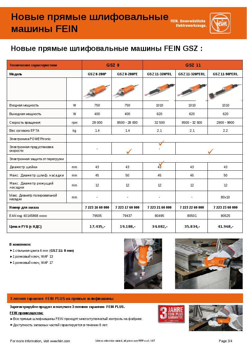 Макс диаметр. Прямая шлифмашина Fein GSZ 11-90 Perl. Турбо фрезерная машина Fein RSG 18 технические характеристики.