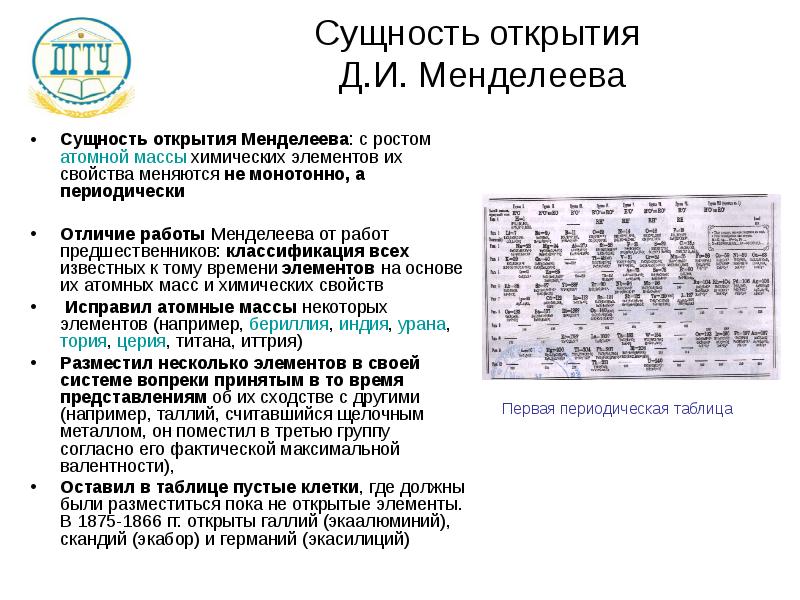 Значение периодического закона презентация 8 класс химия