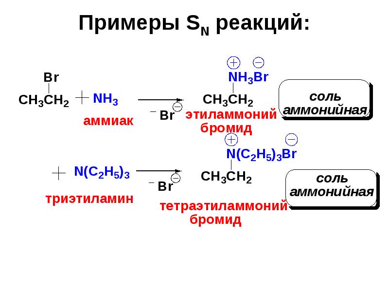 Реакции с аммиаком. Бромид этиламмония. 1 Хлорпропан nh3. Хлорпропан и аммиак. SN реакции примеры.