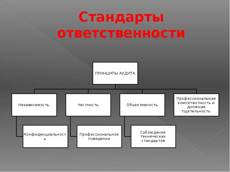 Стандарт ответственности. Принципы аудита. Принципы деятельности аудитора. Принцип независимости аудита. Принципы регулирующие аудит.