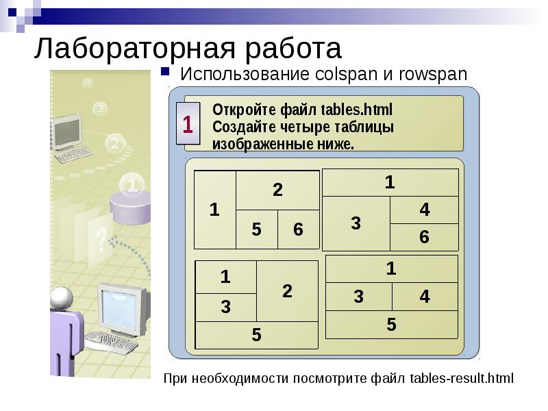 Работа с таблицами презентация