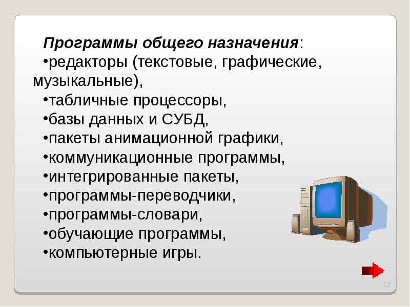 Основное назначение презентации