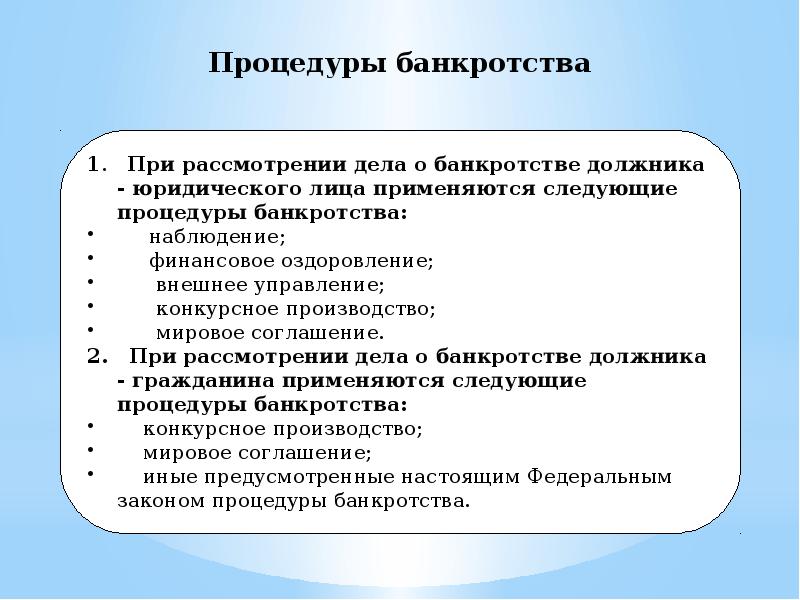 Банкротство организации презентация