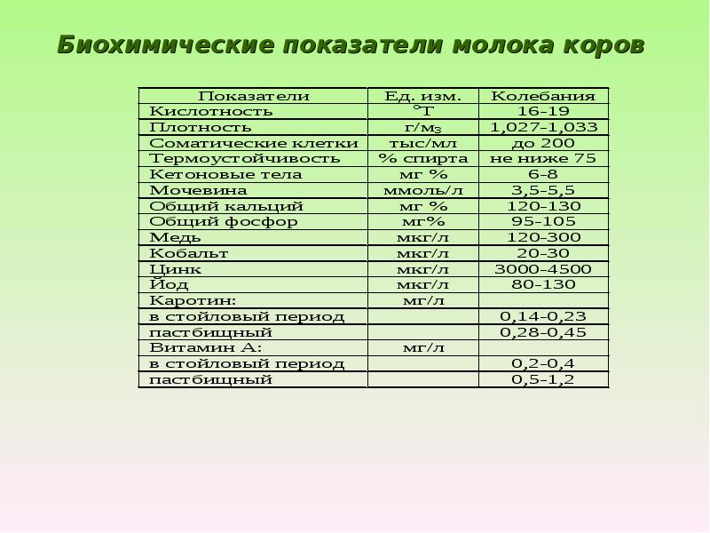 Анализ молочной