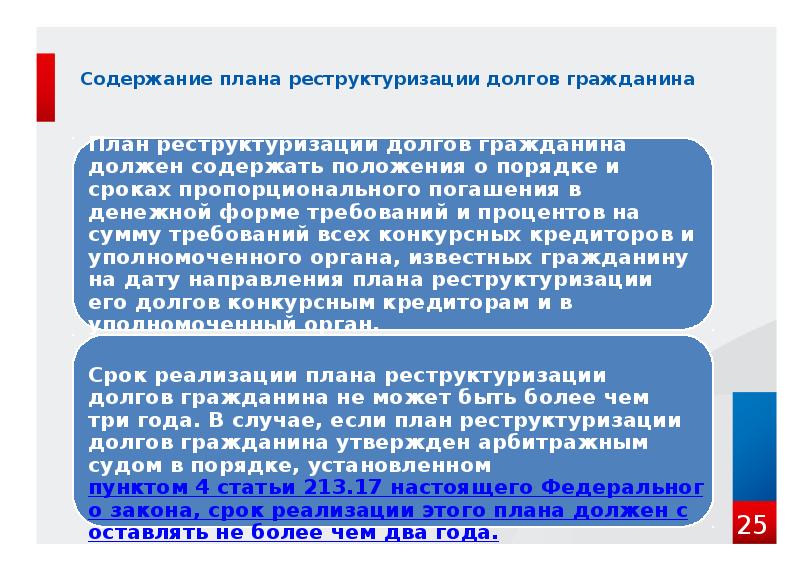 Закон о банкротстве план реструктуризации долгов