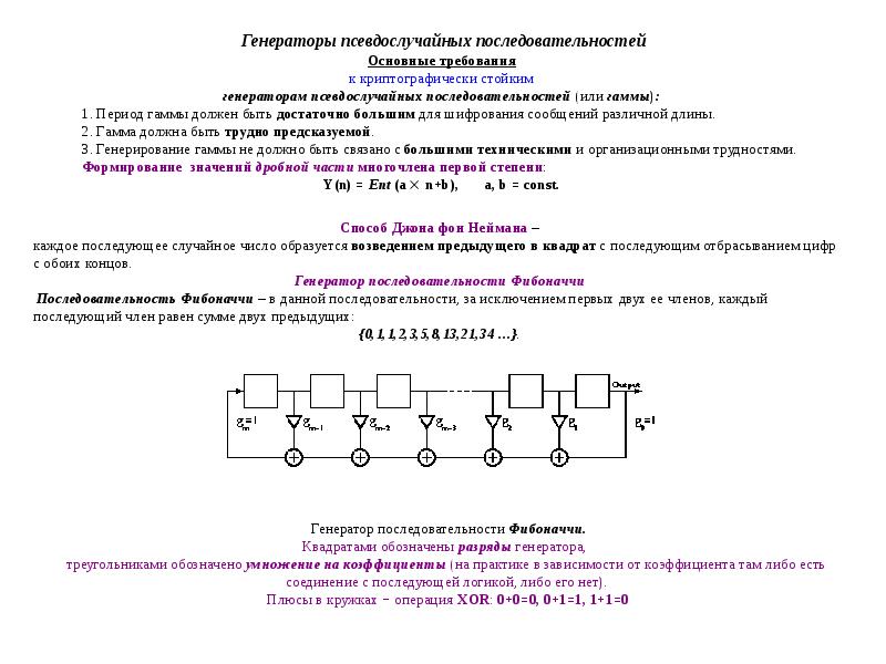 Генератор псевдослучайных чисел схема