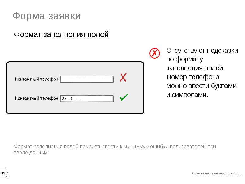 Форма заполнения номера телефона