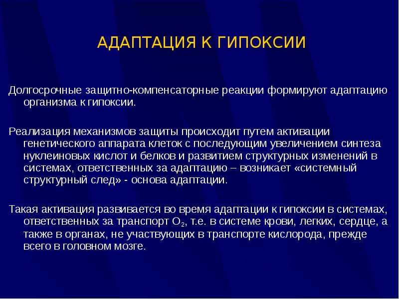 Схема развитие срочных компенсаторно приспособительных реакций при остро развивающейся гипоксии