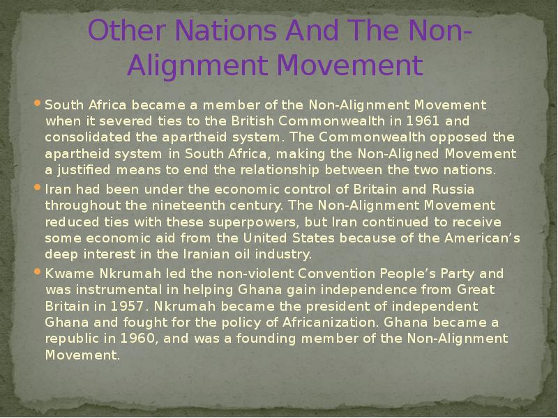 Other Nations And The Non-Alignment Movement
South Africa became a Other Nations And The Non-Alignment Movement
South Africa became a