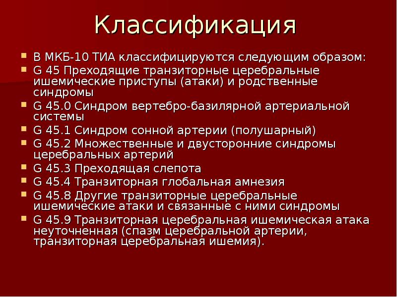 Транзиторная ишемическая атака карта вызова