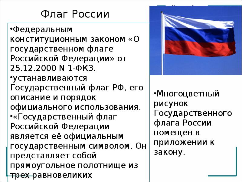 Описание порядка официального использования государственного флага устанавливается