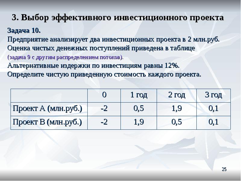 Два анализируемых проекта называются альтернативными если