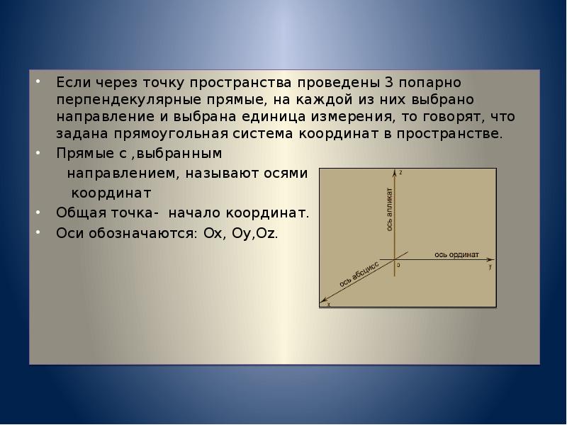 Проект метод координат в пространстве