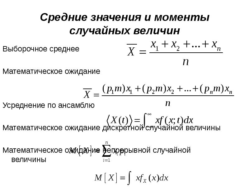 Средняя величина математическое ожидание