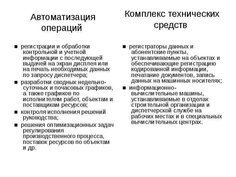 Автоматизация операций ■ регистрации и обработки контрольной и учетной информации