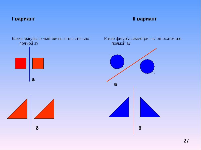 Выбери номера рисунков на которых изображены фигуры симметричные относительно прямой а