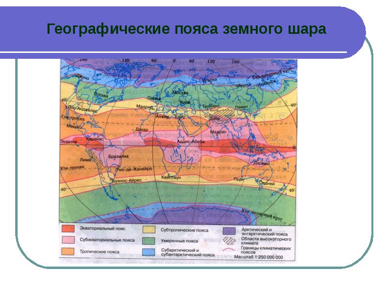 Карта с климатическими поясами