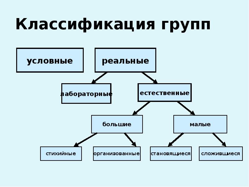 Схема классификация групп в социальной психологии