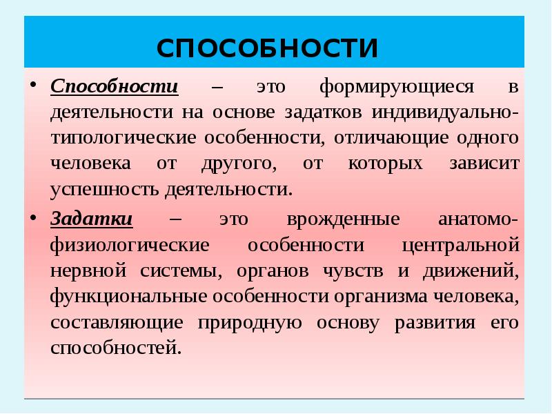 Задатки и способности презентация