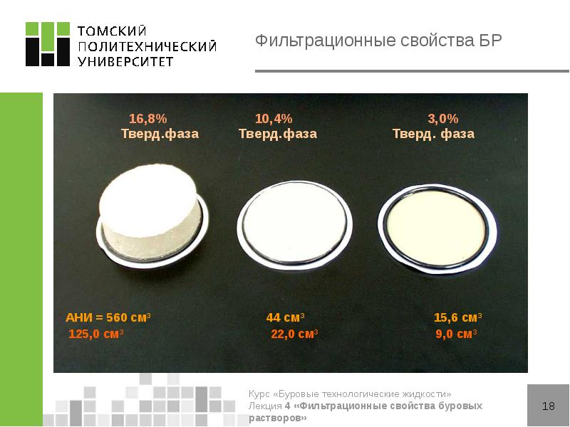 Фильтрационные свойства БР Фильтрационные свойства БР