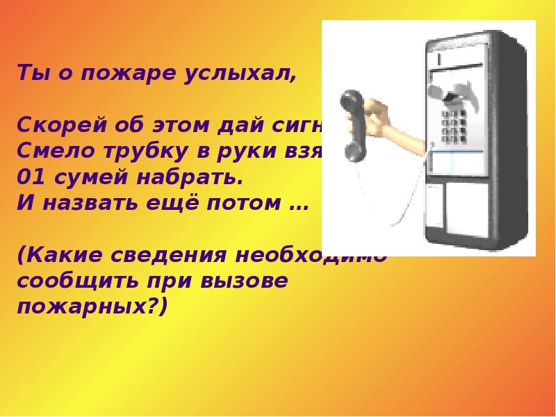 Сообщить информацию дать инструкцию. Сведения при звонке о пожаре. Какие сведения сообщить при звонке.