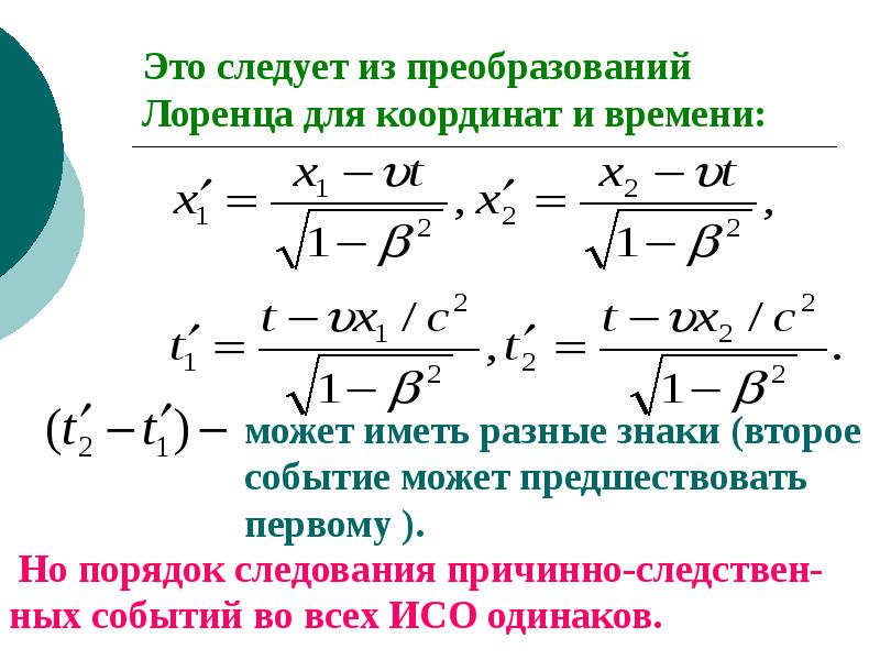 Преобразования Лоренца для координат и времени. Лоренц теория относительности. Из преобразований Лоренца следует, что.