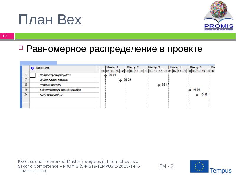 Вехи проекта пример