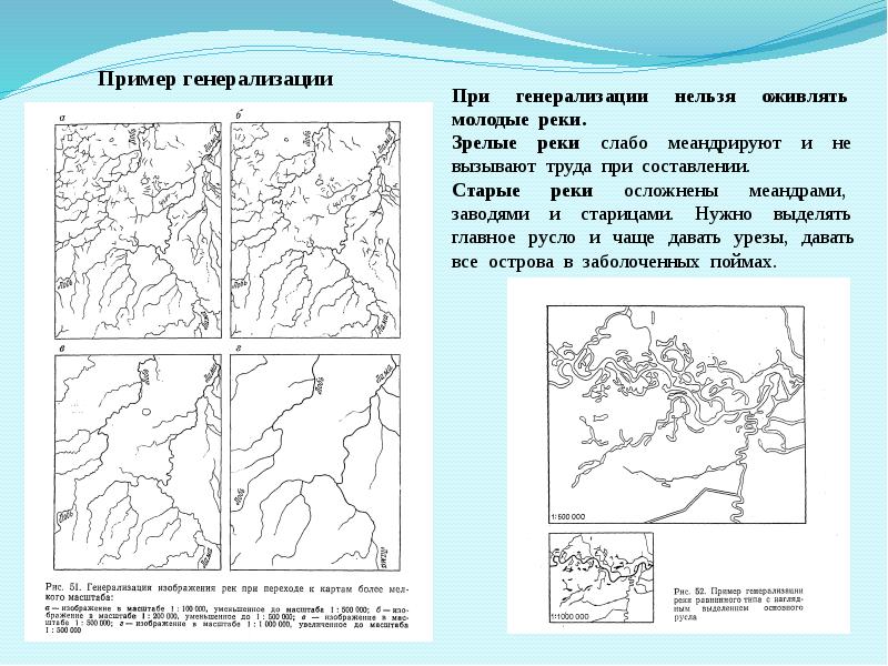 Генерализация картографических изображений обычно проявляется в