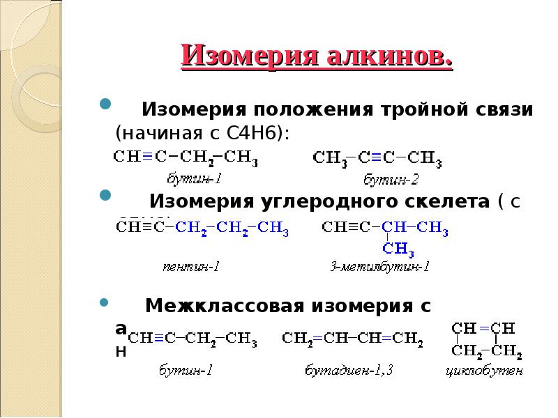 Презентация по химии 9 класс алкины