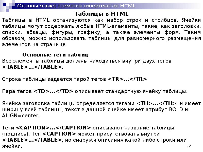 Язык разметки гипертекста html презентация