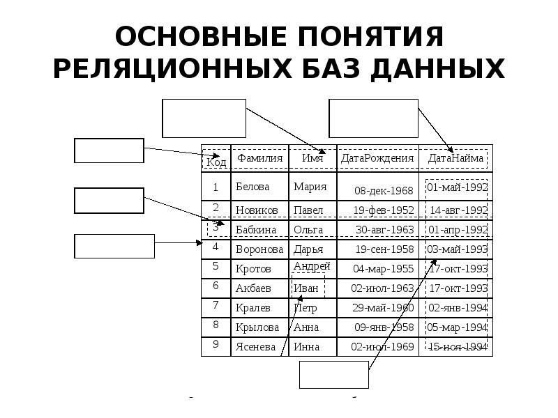 Реляционная модель данных основные понятия графическое изображение примеры