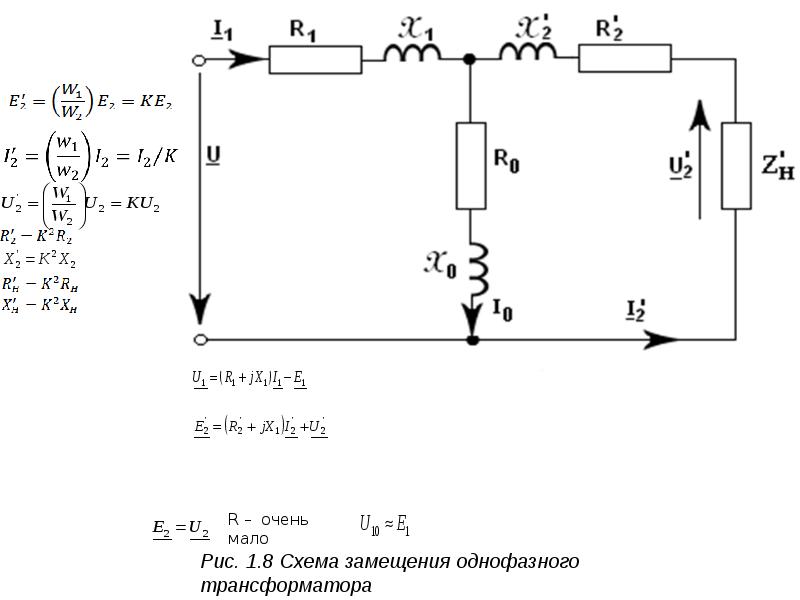 Схема замещения трехфазного трансформатора