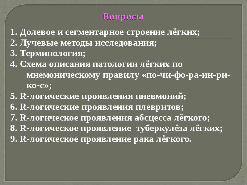 Рентгенологические синдромы заболеваний легких презентация