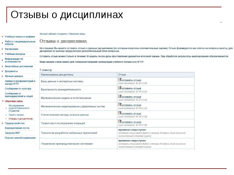 Личный кабинет студента презентация