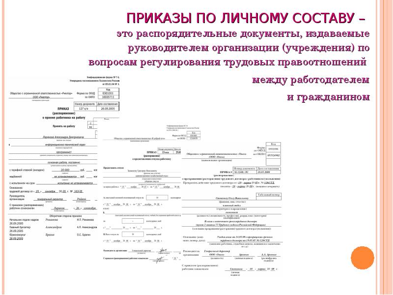 Приказы по личному составу презентация