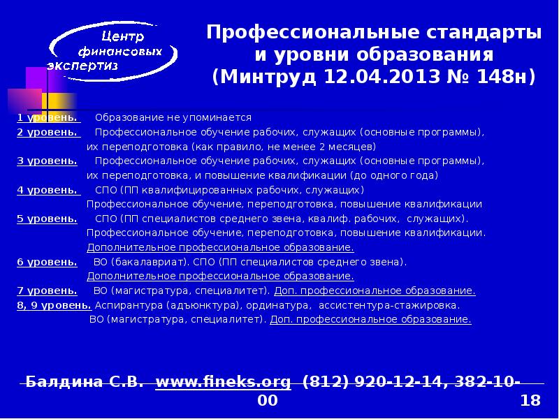 148н об утверждении уровней квалификации в целях разработки проектов профессиональных стандартов