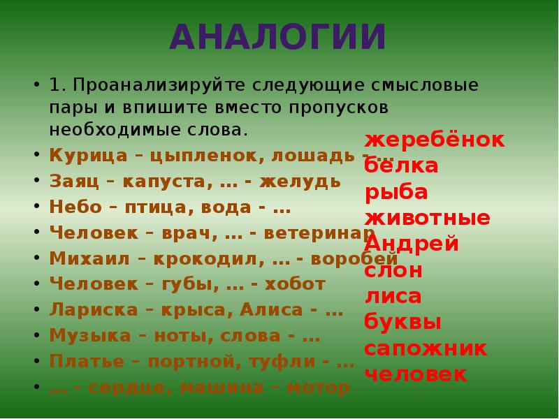 Проанализируйте следующую. Слова аналогии. Аналогия к слову пример. Слова по аналогии с примерами. Аналогия в тексте.