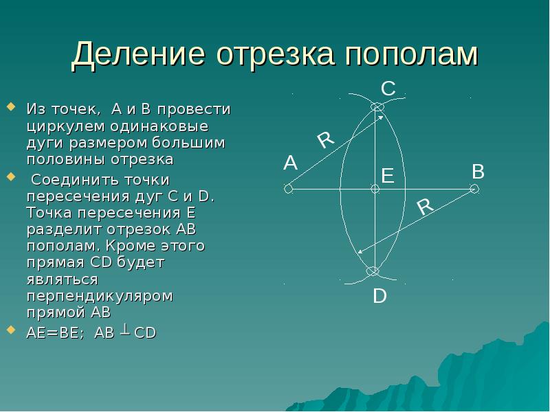 Делим отрезок пополам